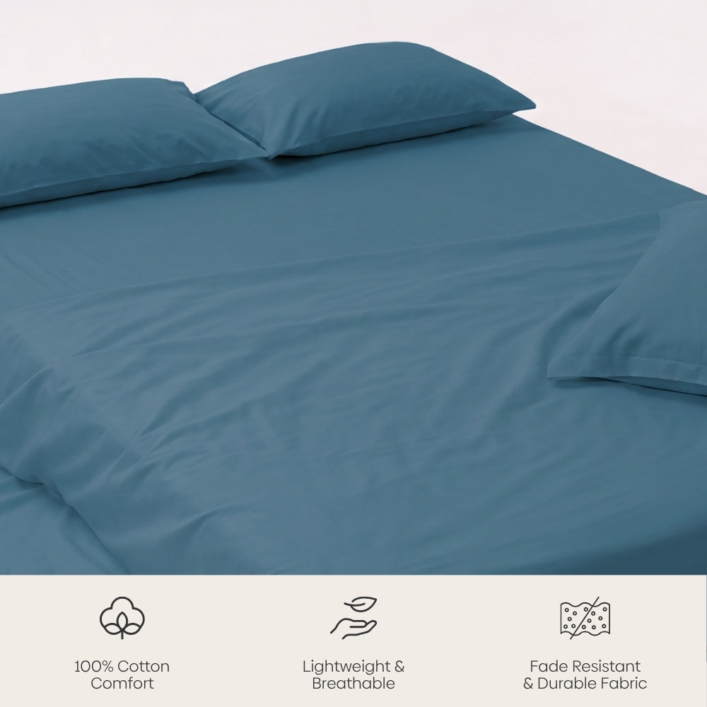 Seiji 100% Cotton Solid Double Bedsheet, 186TC
