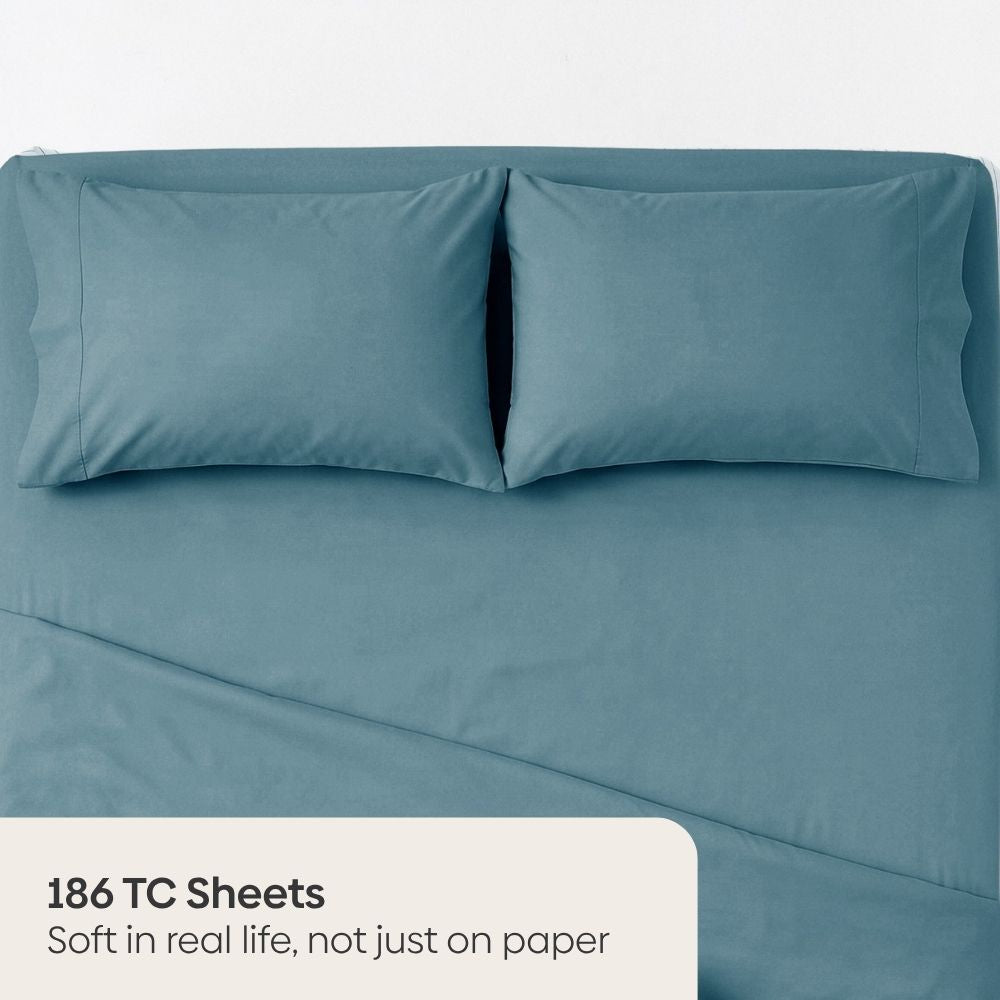 Seiji 100% Cotton Solid King Size Bedsheet, 186 TC
