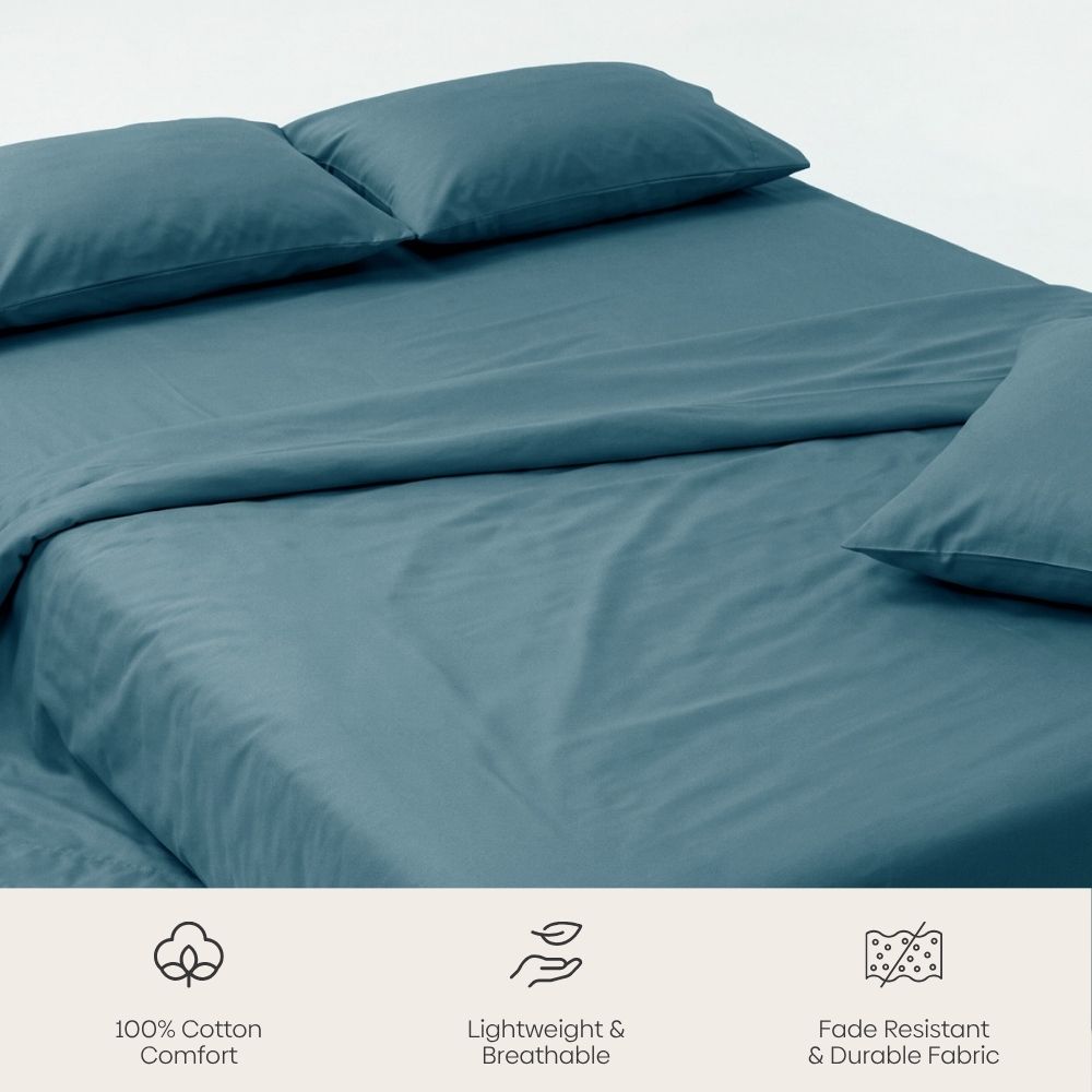 Seiji 100% Cotton Solid King Size Bedsheet, 186 TC