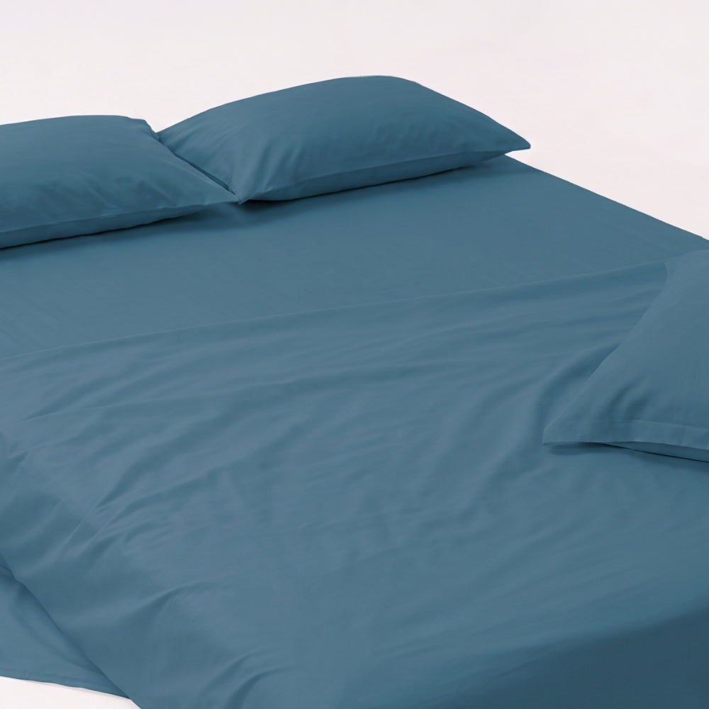 Seiji 100% Cotton Solid Double Bedsheet, 186TC