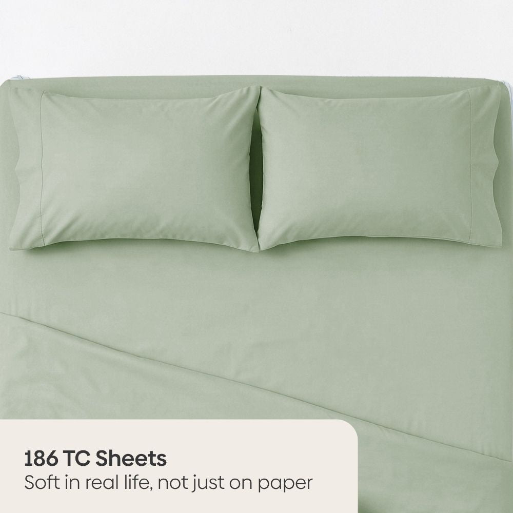 Hisui 100% Cotton Solid King Size Bedsheet, 186 TC