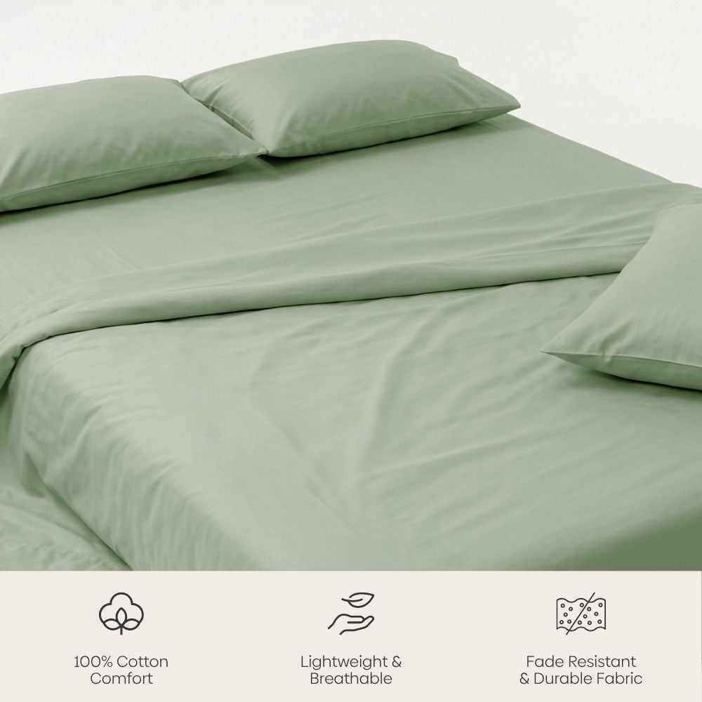 Hisui 100% Cotton Solid King Size Bedsheet, 186 TC