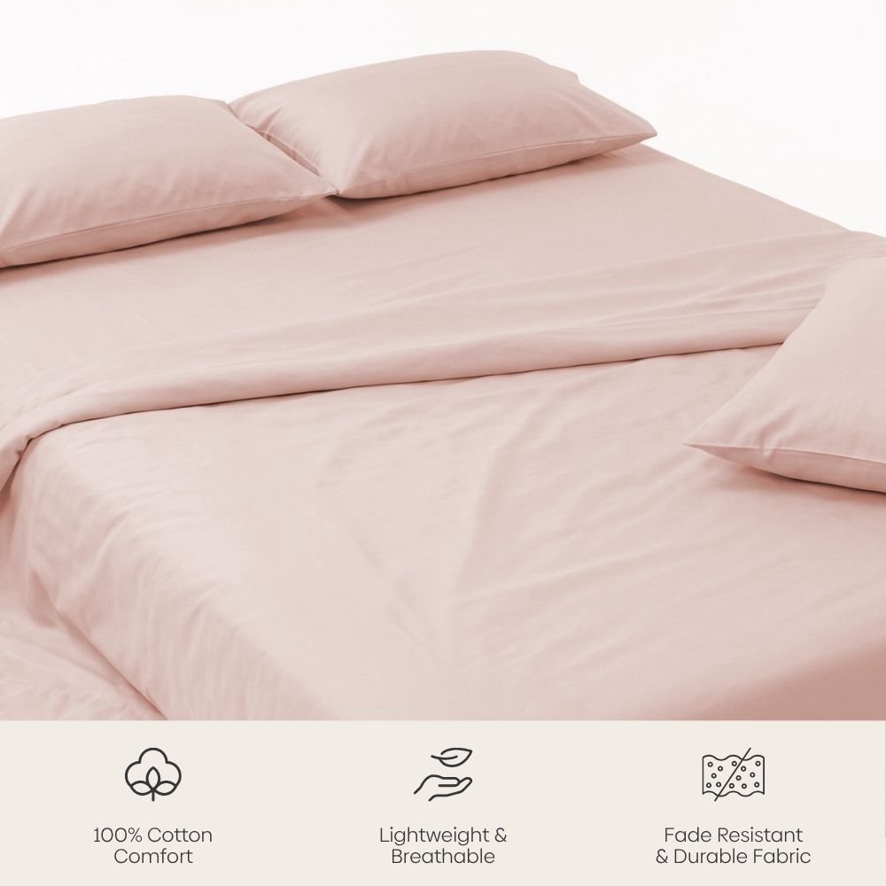 Tokiiro 100% Cotton Solid King Size Bedsheet, 186 TC - Solid Bedsheets | haus & kinder