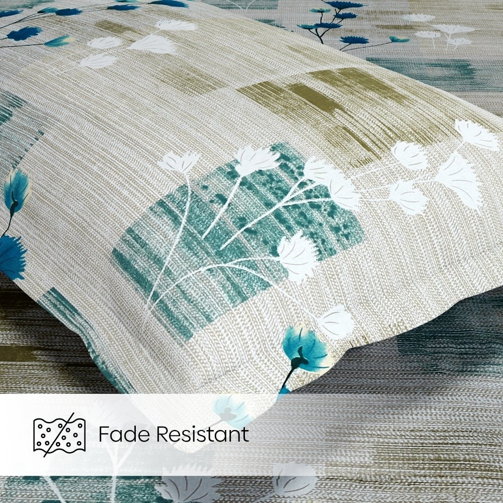 Aqua Meadow 100% Cotton King Size Bedsheet, 144 TC