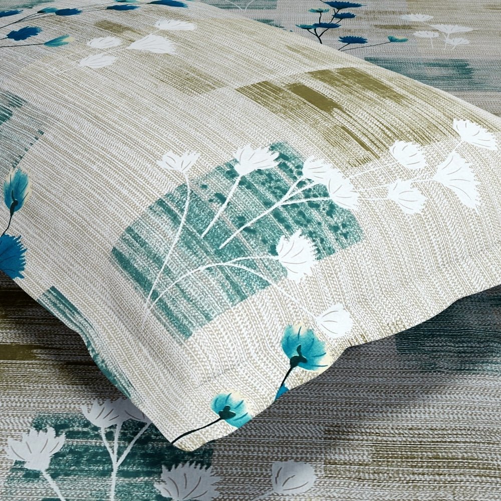 Aqua Meadow 100% Cotton King Size Bedsheet, 144 TC