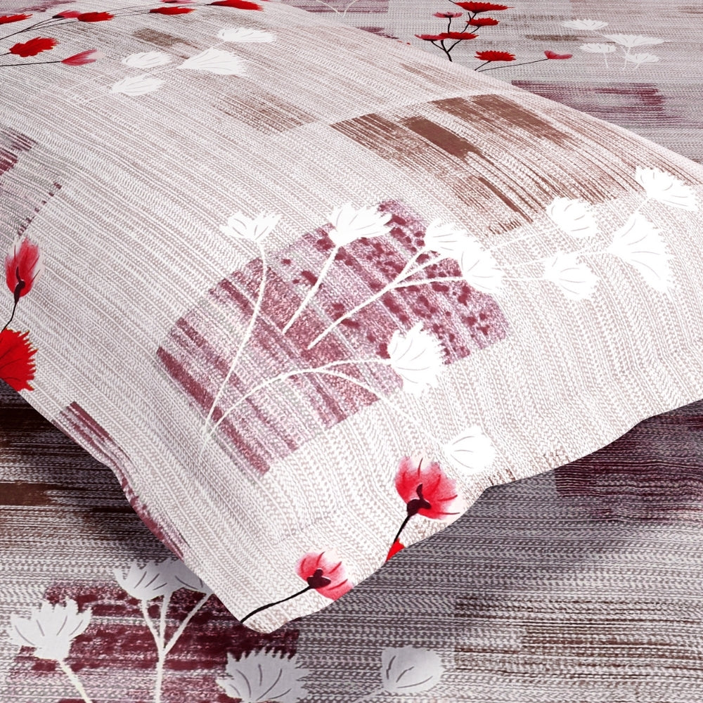 Pink Flower Sketch 100% Cotton King Size Bedsheet, 144 TC