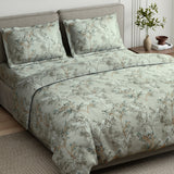 Serene Branch Blue 100% Cotton Double Size Bedsheet, 144 TC
