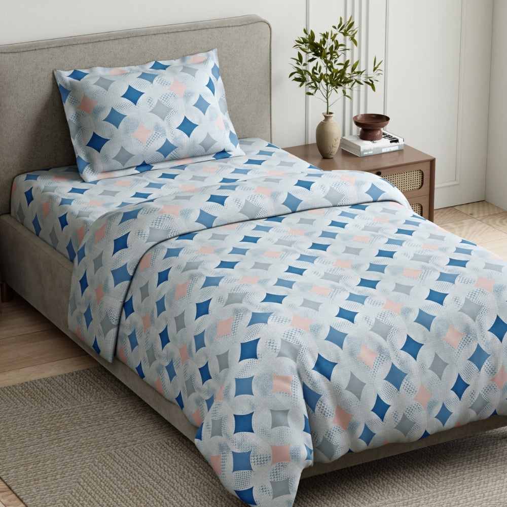 Azure Diamonds Single Size Bedsheet, 144 TC