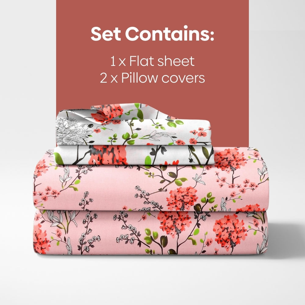 Victorian Summer Dream, 100% Cotton Double Size Bedsheet, 186 TC