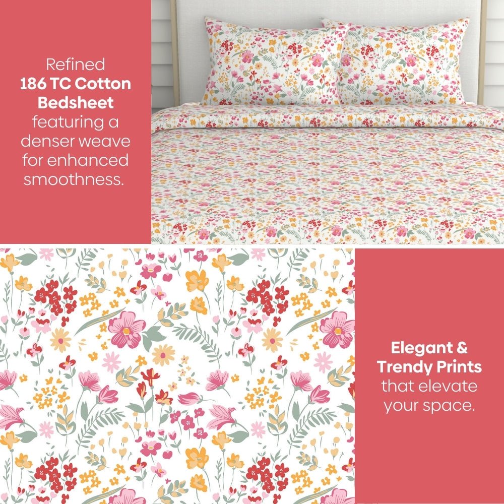 Utopia 100% Cotton King Size Bedsheet, 186 TC, Multi - Bedsheets | haus & kinder