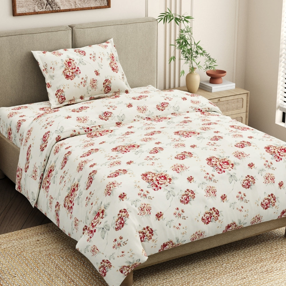 English Rose Reverie Single Flat Size Bedsheet, 186 TC