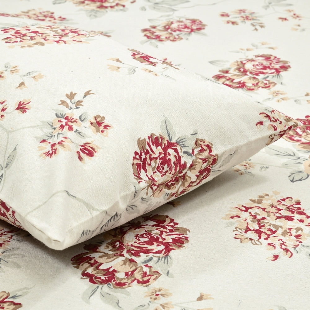 English Rose Reverie Single Flat Size Bedsheet, 186 TC