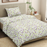 Moonlit Lavender Garden Single Flat Size Bedsheet, 186 TC