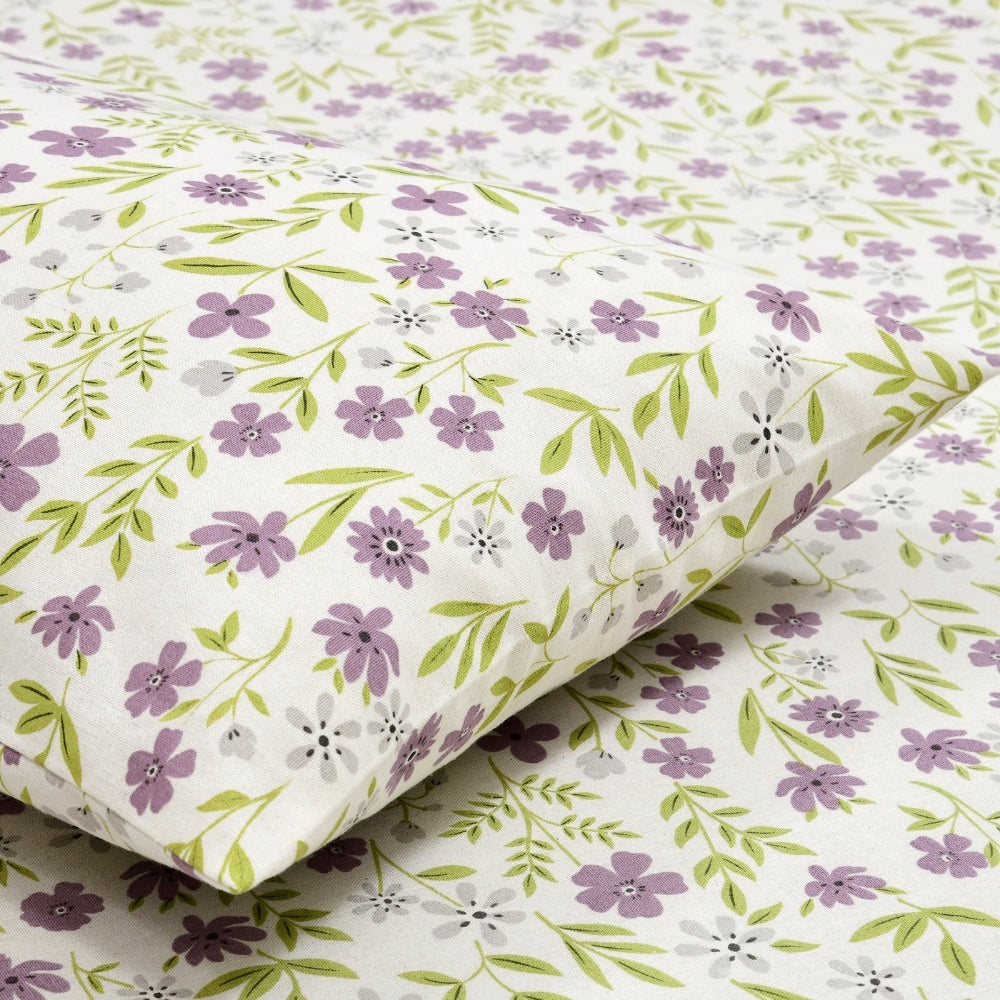 Moonlit Lavender Garden Single Flat Size Bedsheet, 186 TC