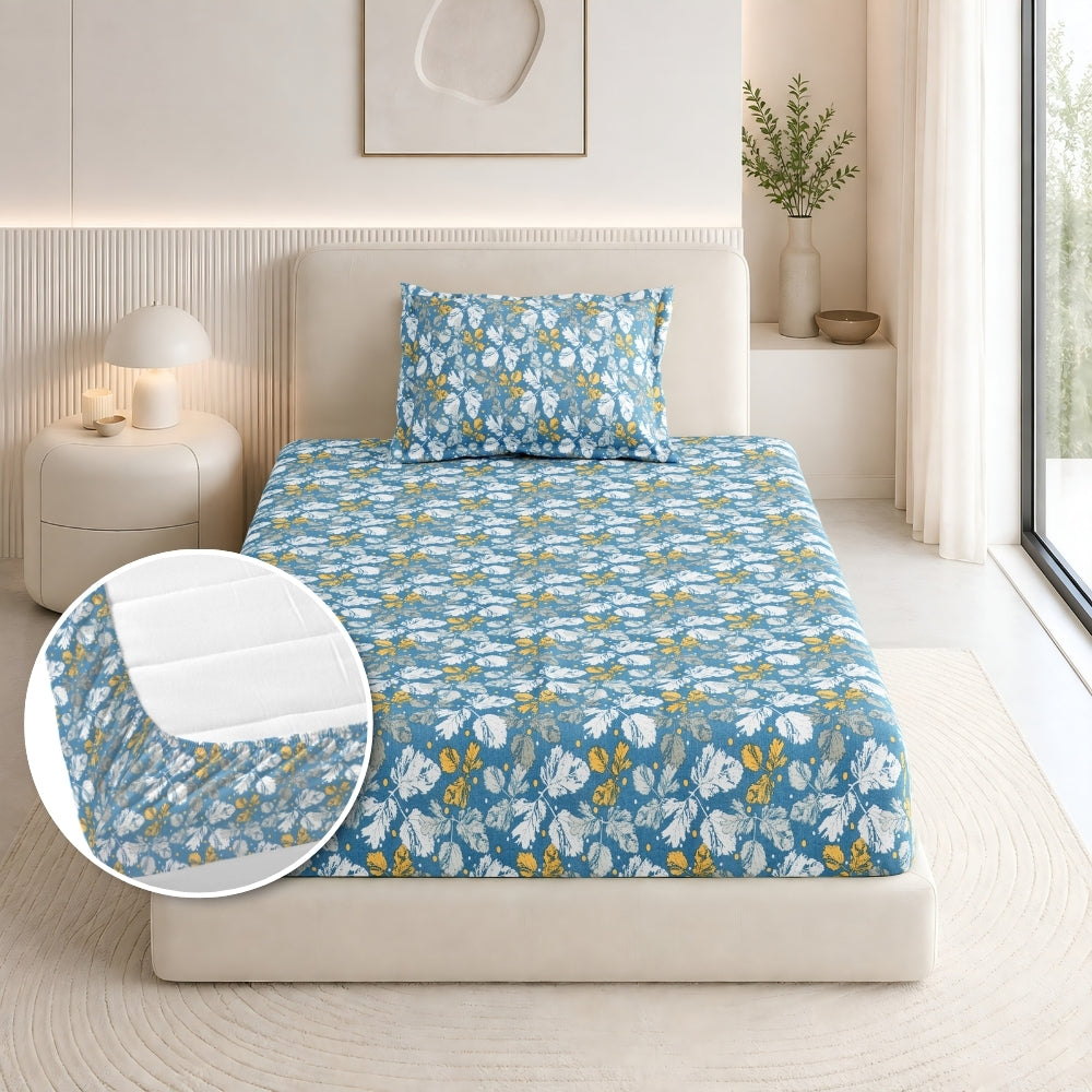 Golden Birch Symphony Single Fitted Size Bedsheet, 186 TC