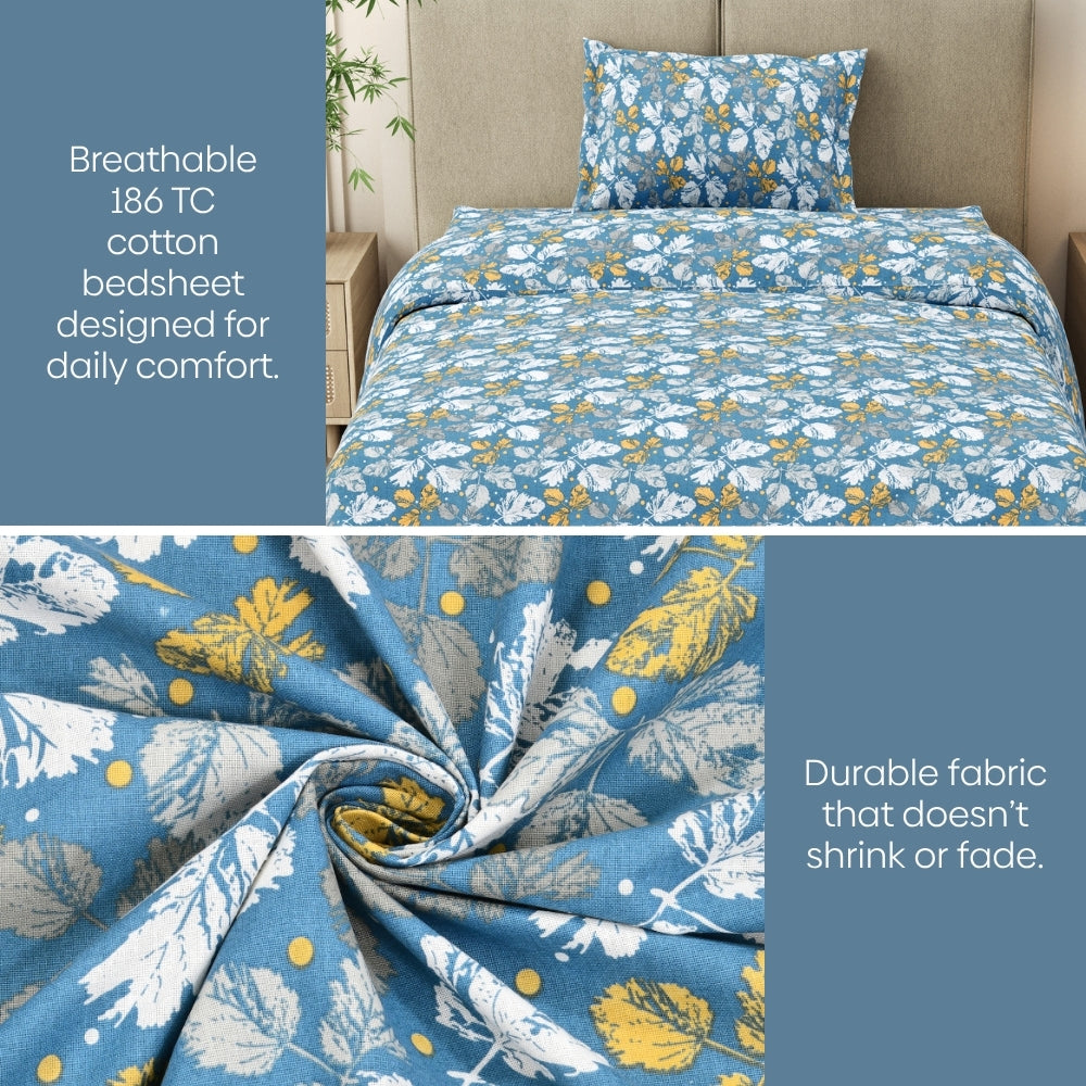 Golden Birch Symphony Single Fitted Size Bedsheet, 186 TC