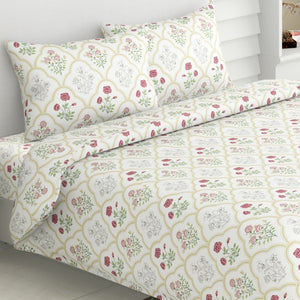 Rose Serenity, 100% Cotton King Size Bedsheet, 186 TC