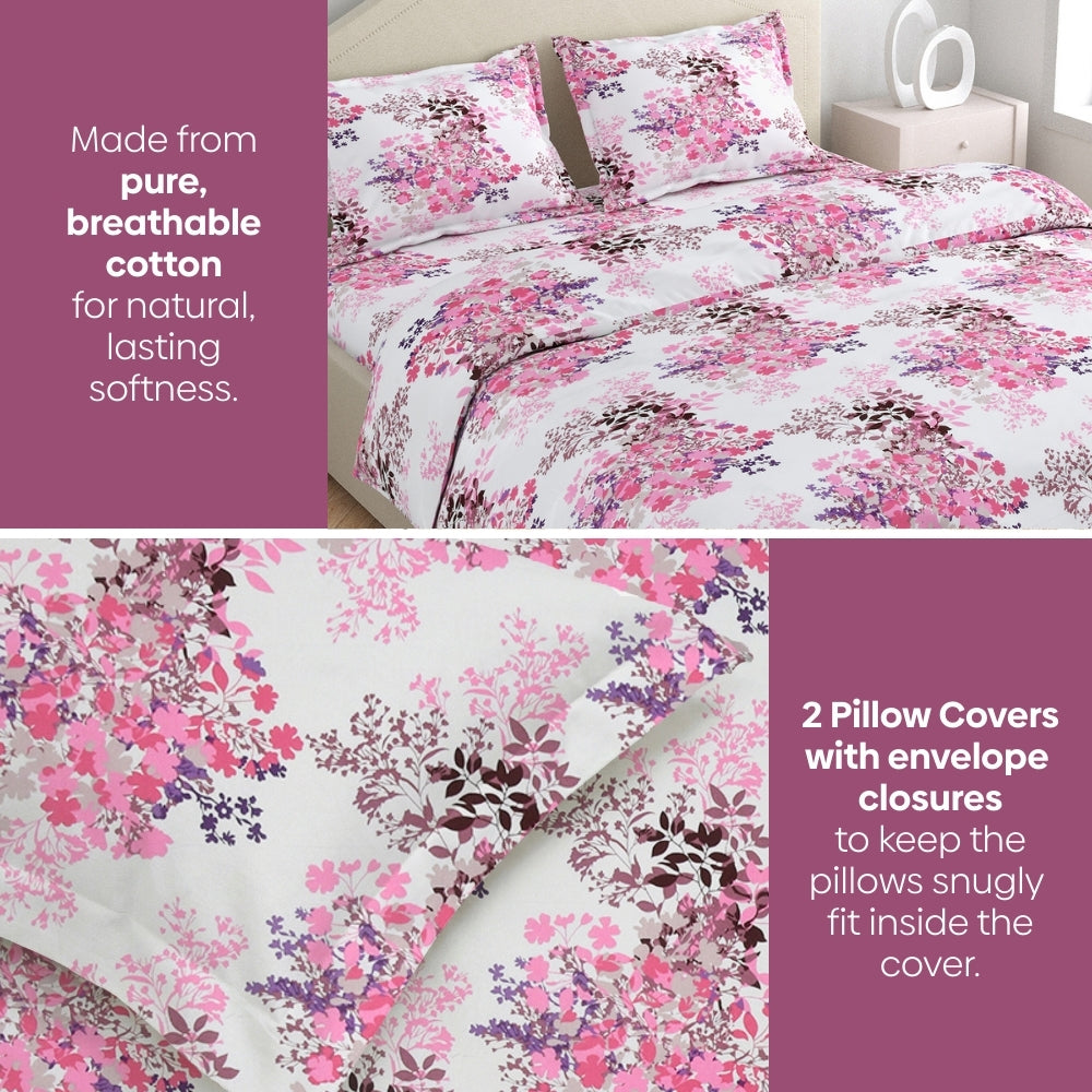 Greek Garden Romance 100% Cotton Double Bedsheet, 186 TC