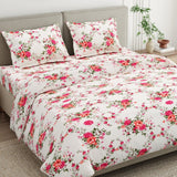 Greek Garden Romance, 100% Cotton Double Bedsheet, 144 TC, Orange - Bedsheets | haus & kinder