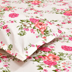 Greek Garden Romance, 100% Cotton Double Bedsheet, 144 TC, Orange - Bedsheets | haus & kinder