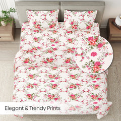 Greek Garden Romance, 100% Cotton Double Bedsheet, 144 TC, Orange - Bedsheets | haus & kinder