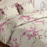 Floral Grace 100% Cotton Double Size Bedsheet, 186 TC, Eleganza Pink