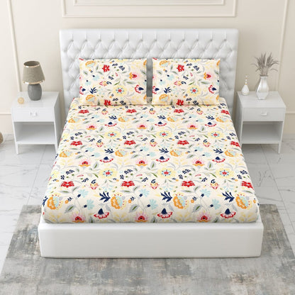 Maison Fleur All-Season Double Microfiber Bedsheet- Yellow, Red
