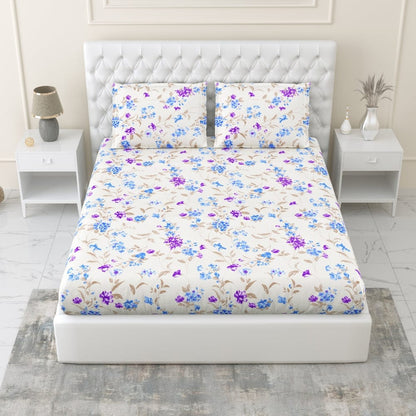 Nordic Haven All-Season Double Microfiber Bedsheet- Purple, White