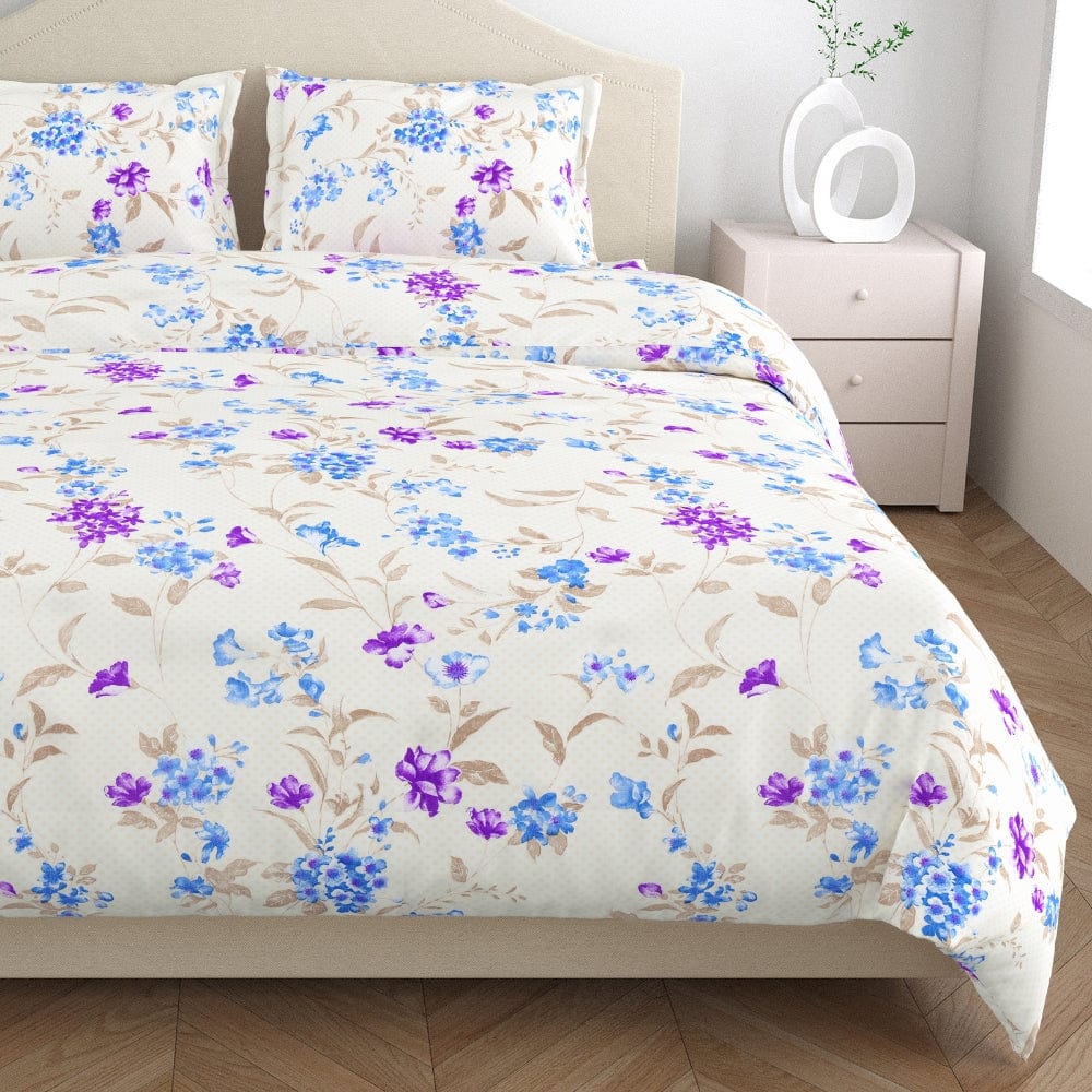 Nordic Haven All-Season Double Microfiber Bedsheet- Purple, White