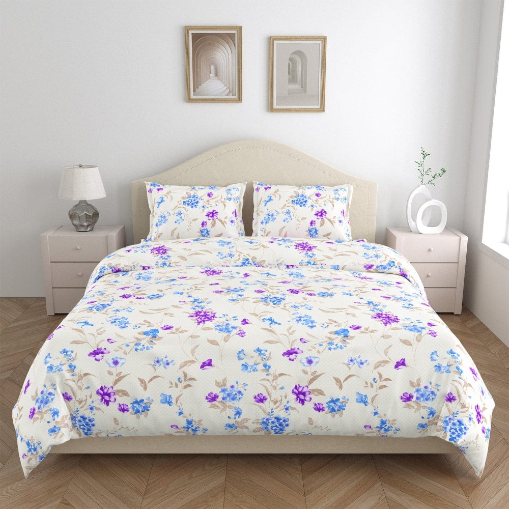 Nordic Haven All-Season Double Microfiber Bedsheet- Purple, White