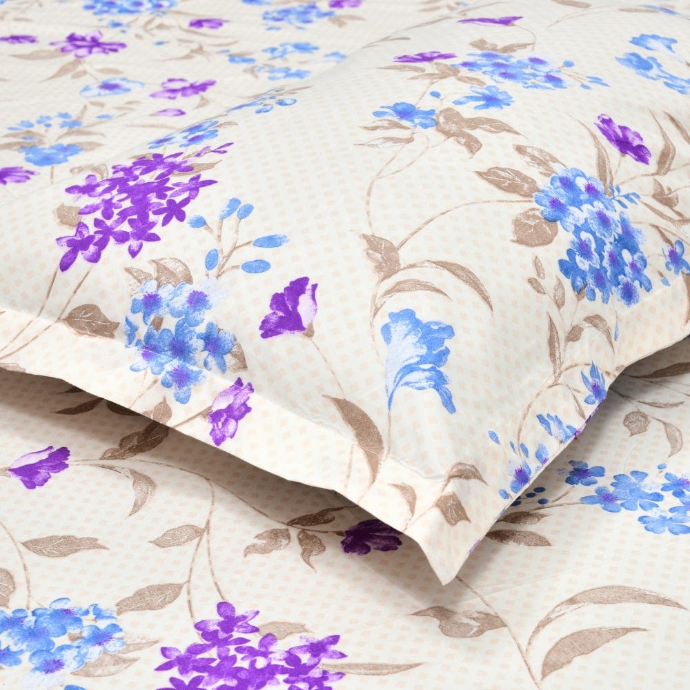 Nordic Haven All-Season Double Microfiber Bedsheet- Purple, White