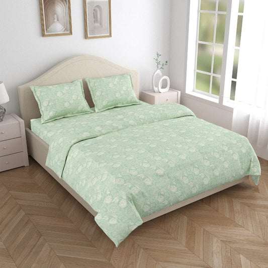 Ultra Soft Feel Bedsheet Set, Green Elysian Petals