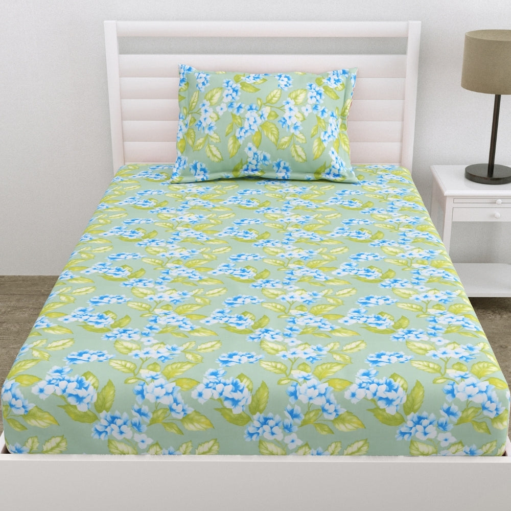 Blush Jubilee Ultra Soft Single Flat Microfiber Bedsheet, Blue-Green