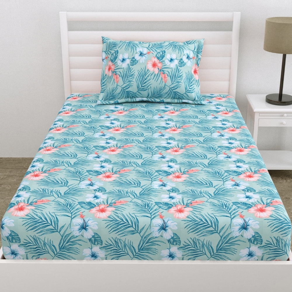 Celestial Garden Ultra Soft Single Flat Microfiber Bedsheet, Blue