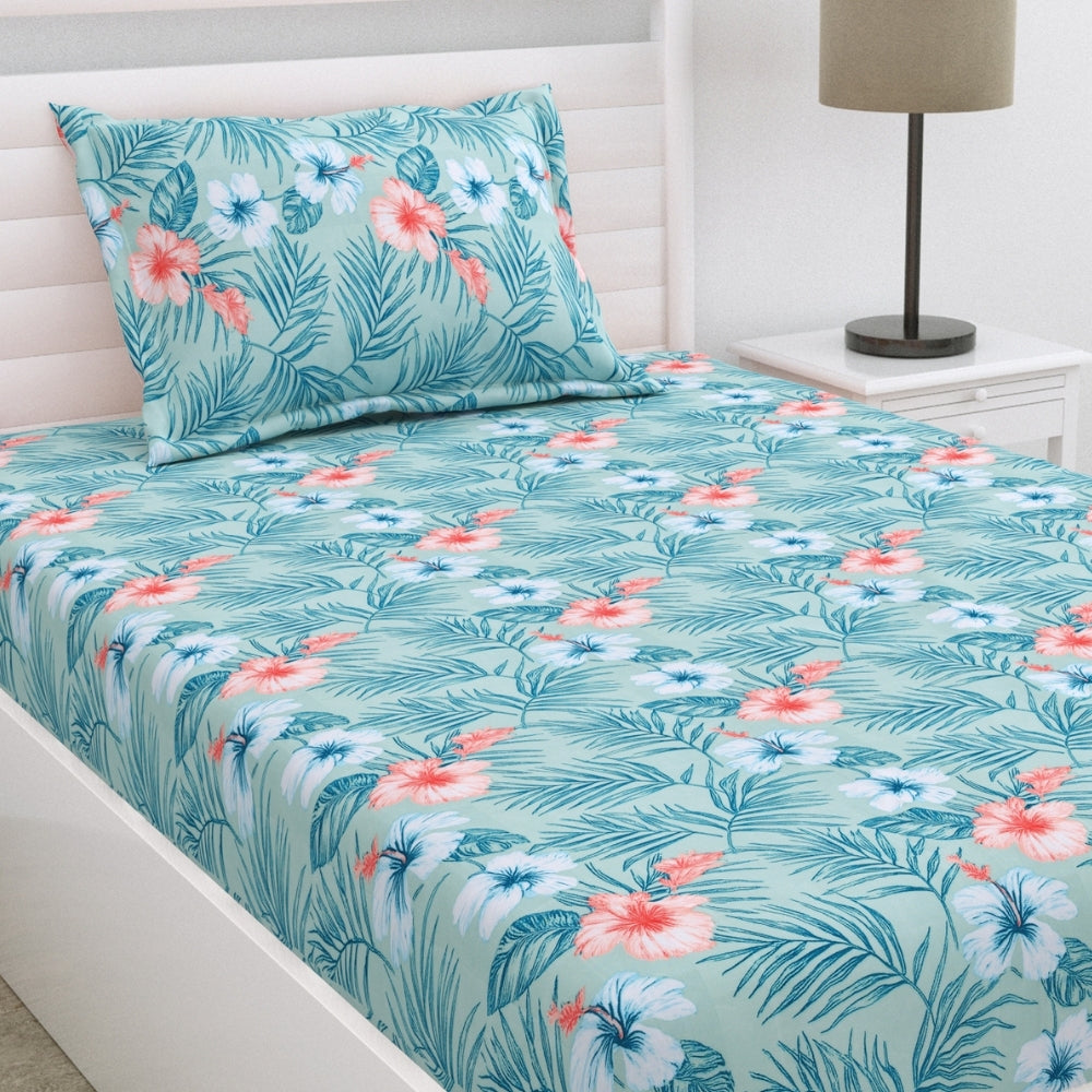Celestial Garden Ultra Soft Single Flat Microfiber Bedsheet, Blue