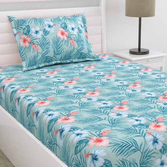 Celestial Garden Ultra Soft Single Flat Microfiber Bedsheet, Blue