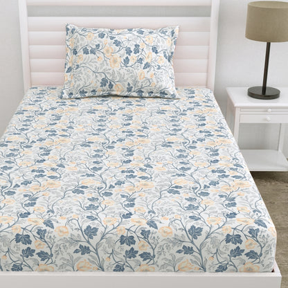 Midnight Blossom Ultra Soft Single Flat Microfiber Bedsheet, Blue