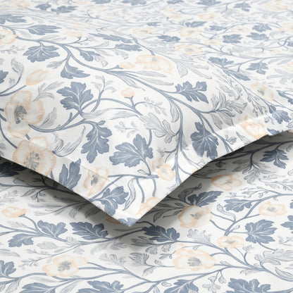 Midnight Blossom Ultra Soft Single Flat Microfiber Bedsheet, Blue