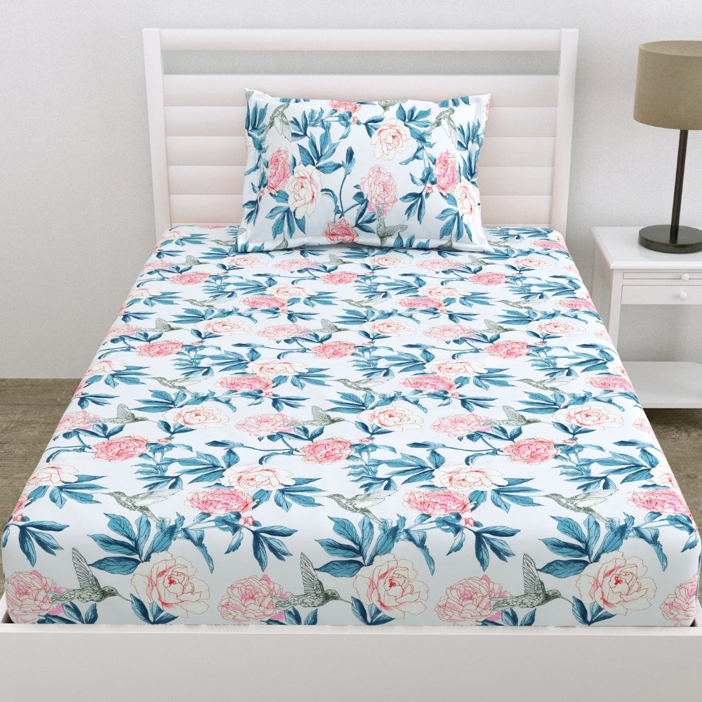 Orchid Aura Ultra Soft Single Flat Microfiber Bedsheet, Blue-Pink