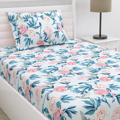 Orchid Aura Ultra Soft Single Flat Microfiber Bedsheet, Blue-Pink