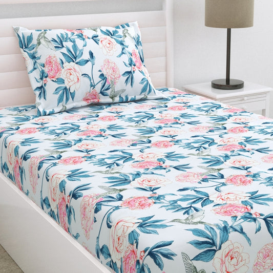 Orchid Aura Ultra Soft Single Flat Microfiber Bedsheet, Blue-Pink