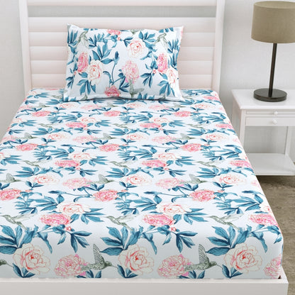 Orchid Aura Ultra Soft Single Flat Microfiber Bedsheet, Blue-Pink