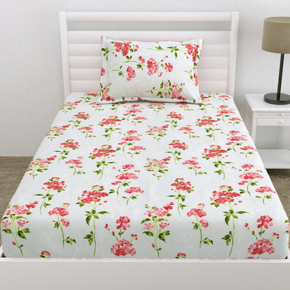 Velvet Bloom Ultra Soft Single Flat Microfiber Bedsheet, White