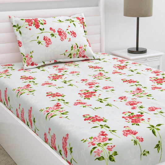 Velvet Bloom Ultra Soft Single Flat Microfiber Bedsheet, White