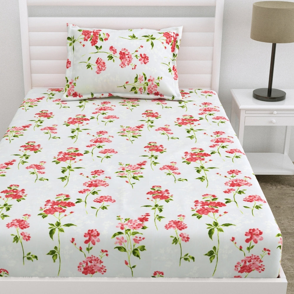 Velvet Bloom Ultra Soft Single Flat Microfiber Bedsheet, White