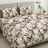 Florence Leaf 100% Cotton Double Flat Bedsheet, 144 TC