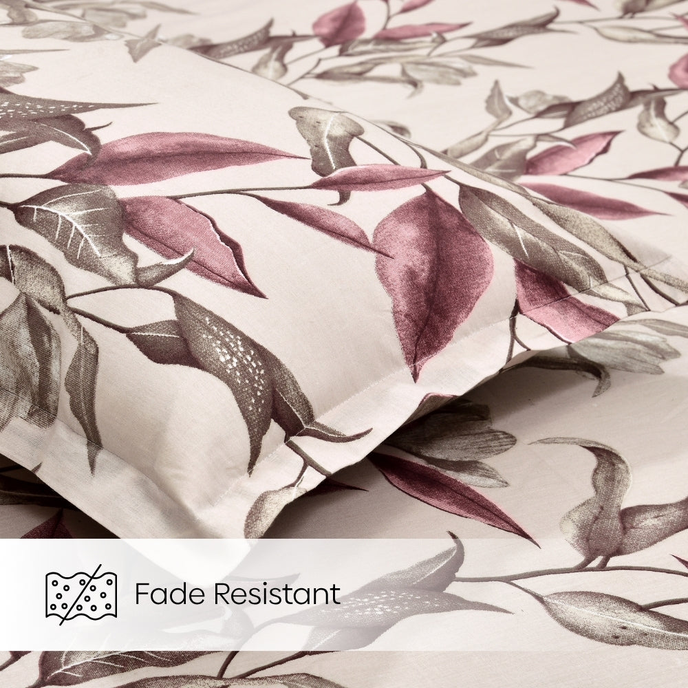 Florence Leaf 100% Cotton Double Flat Bedsheet, 144 TC