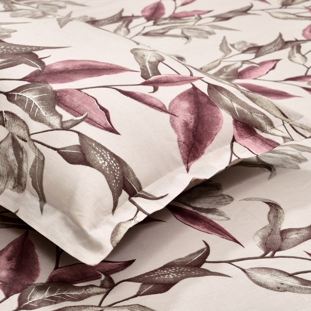 Florence Leaf 100% Cotton Double Flat Bedsheet, 144 TC