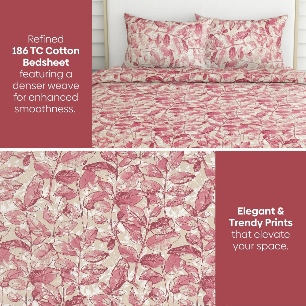 Leafy Oasis, 100% Cotton Double Size Bedsheet, 186 TC