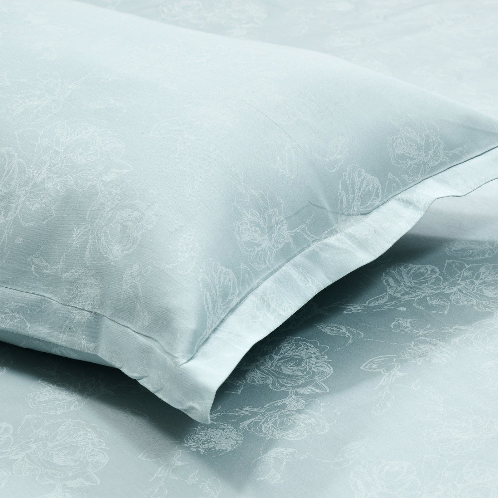 Ashen Blossom 100% Cotton King Size Bedsheet, 300 TC
